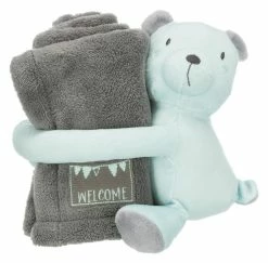 TRIXIE Knuffelset Deken Beer Puppy/Junior Grijs/Mintgroen