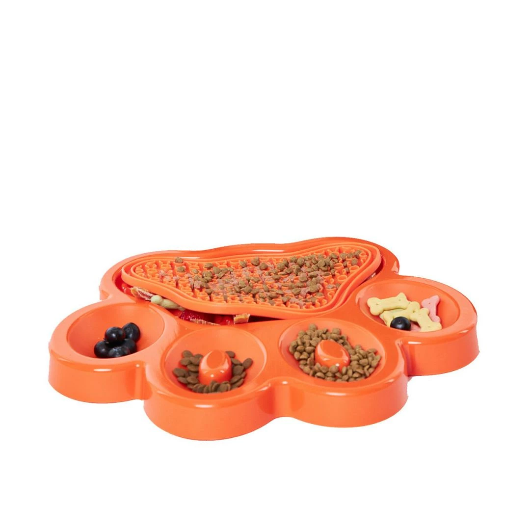 PetDreamhouse 2-in-1 Paw Slow Feeder & Lick Pad Oranje - Afbeelding 2